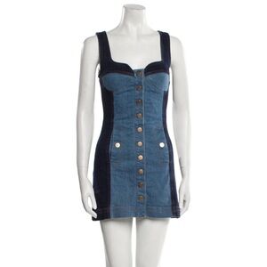 Denim Button-Front Mini Dress